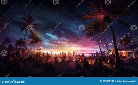 Template for Beach Party Poster or Invitation. Night Party Background ...