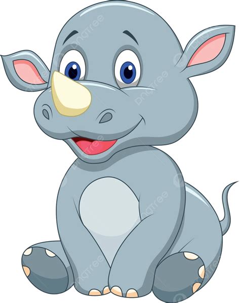 Cute Baby Rhino Cartoon Cute Rhinoceros Vector Vector, Cute, Rhinoceros ...