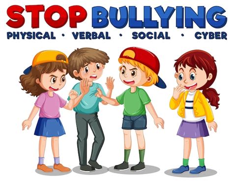 Free Vector | Stop Bullying text with cartoon character