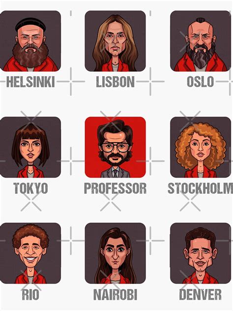 "Money Heist Characters with names" Sticker for Sale by anikin87 ...