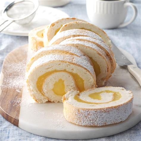 Moist Lemon Angel Cake Roll Recipe | Taste of Home