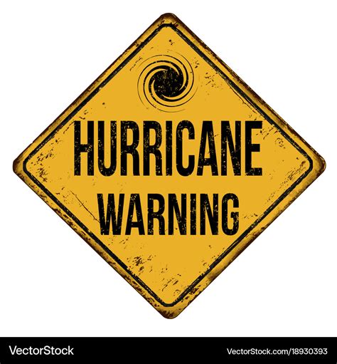 Hurricane warning vintage rusty metal sign Vector Image