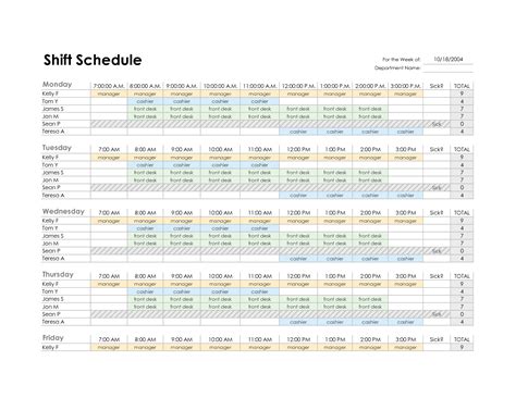 Best Employee Shift Schedule Excel Printable Monthly Timesheet