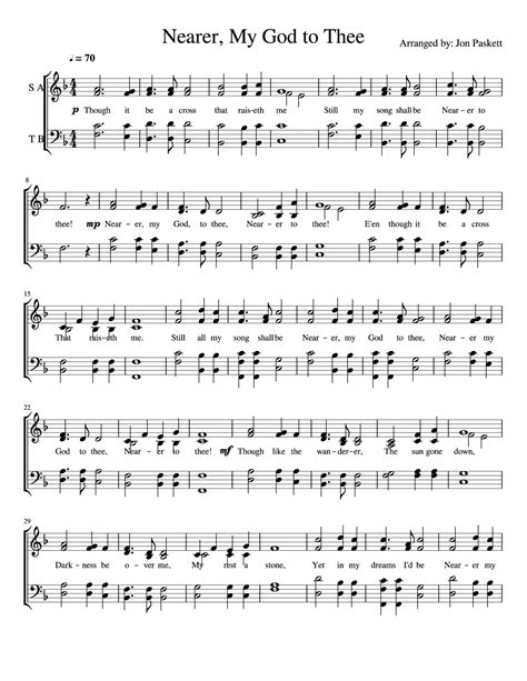 Nearer, My God to Thee (A Capella) (by Jon Paskett -- SATB, SATB ...