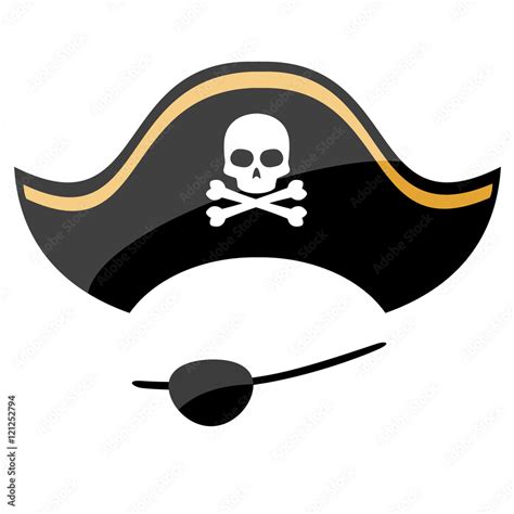 Pirate hat with eye patch isolated on white background Stock Vector ...