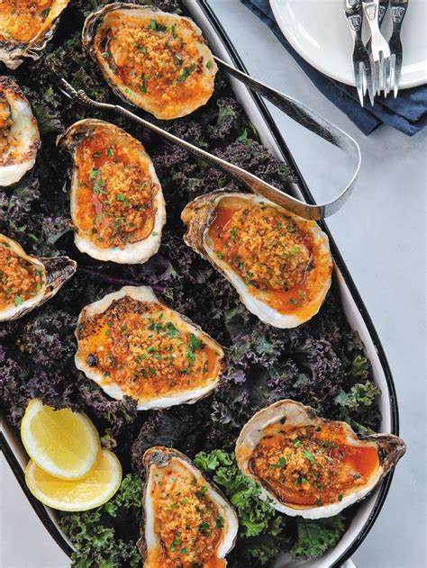 Grilled Oysters With Spicy Garlic Butter and Parmesan Bread Crumbs in ...