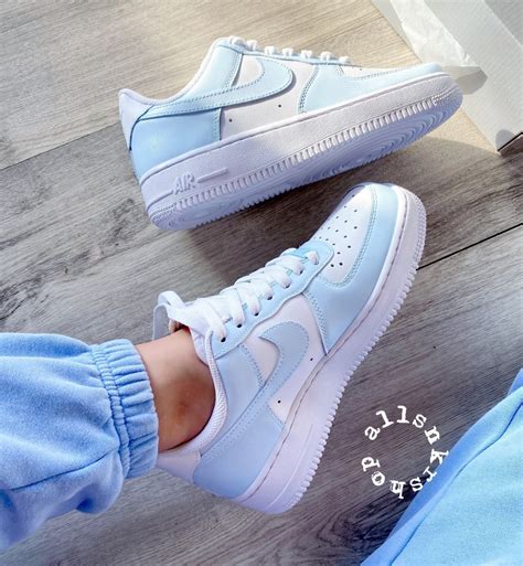 Custom Nike Air Force 1 Low Blue, Women Custom Sneaker, Af1 Low Custom ...