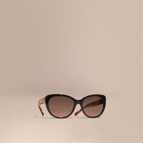 Burberry Check Detail Cat-eye Sunglasses Black | Lyst