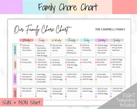 Free Printable Family Chore Chart Template