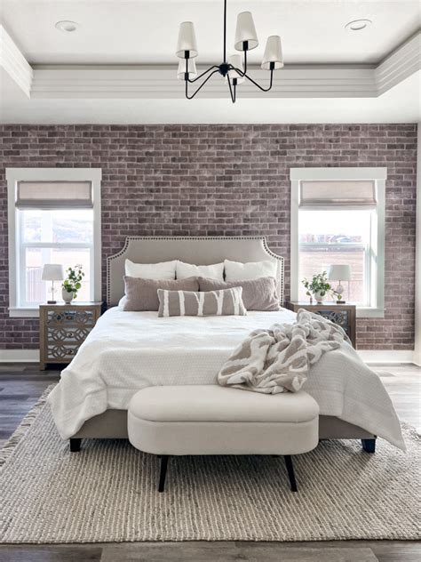 Faux Brick Wall Bedroom Makeover