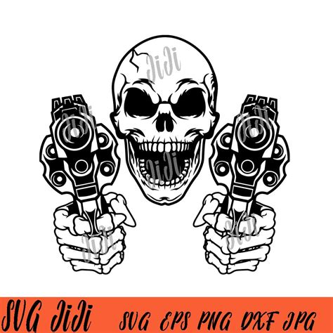 Skull With Two Guns SVG, Skull Halloween SVG, Human Skeletal - Inspire ...