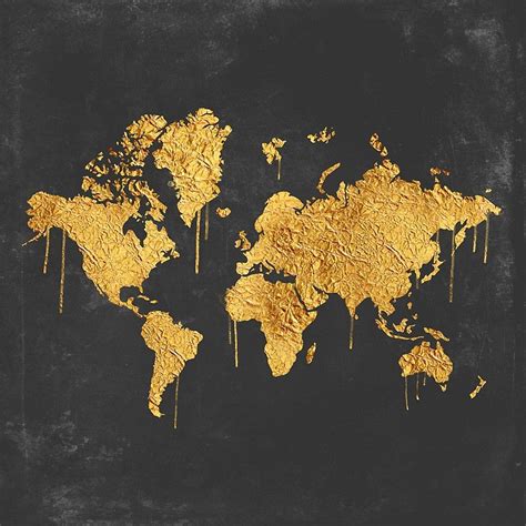 Gold World Map by LadyViolet | Gold world map, Map canvas print, Map ...