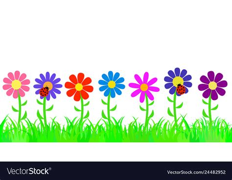 Seamless grass and flowers Royalty Free Vector Image