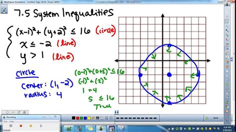 7 5 System Inequalities Circle and 2 Lines - YouTube