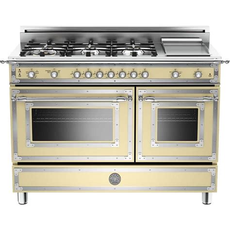 Bertazzoni - Freestanding Double Oven Gas Convection Range - Matt Cream ...