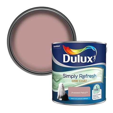 Dulux One coat Pressed petal Matt Emulsion paint, 2.5L | DIY at B&Q