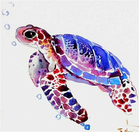 Watercolor Sea Turtle … #CoverUps | Schildkröte malerei ...