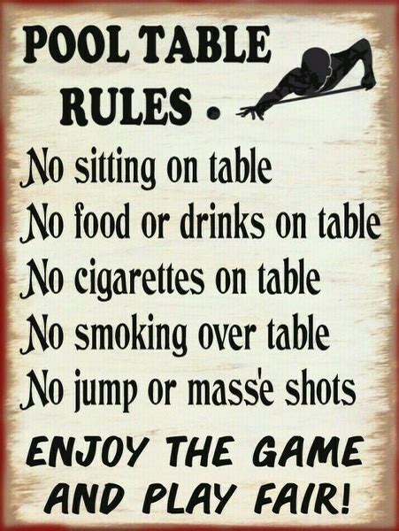 Pool Table Rules Billards Canvas Liquor Bar Pool Man Cave Sign Home ...