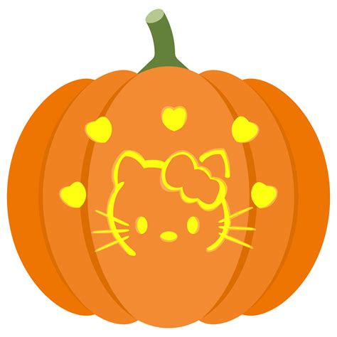 Romantic Hello Kitty Pumpkin Stencil | Free Printable Papercraft Templates