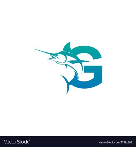 Letter g logo icon with fish design symbol Vector Image