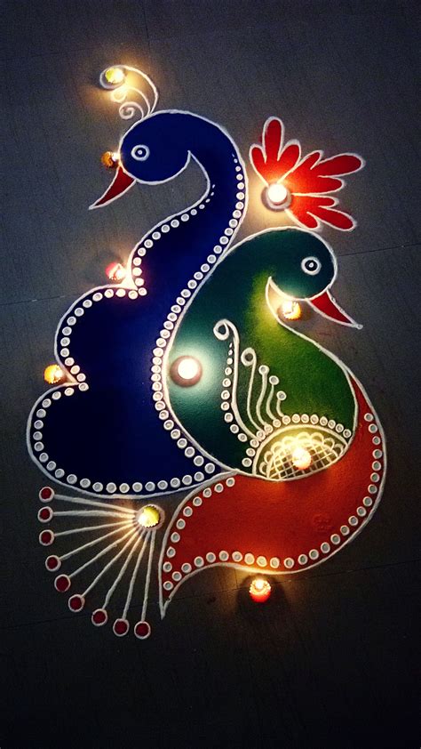 Creative peacock rangoli design – Artofit