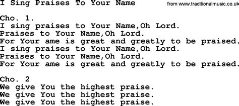 I Sing Praises To Your Name - Apostolic and Pentecostal Hymns and Songs ...