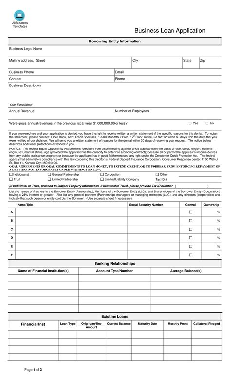 Commercial Loan Application Fillable Form - Printable Forms Free Online