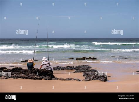 Men seen fishing in nature shot from rear Stock Photo - Alamy