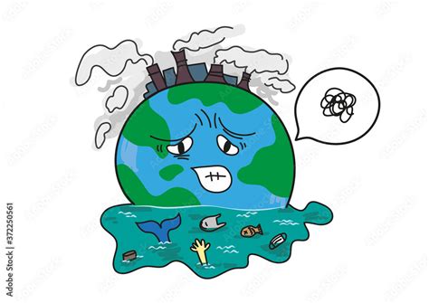 Drawing climate change Illustration. Global warming cartoon. Stock ...