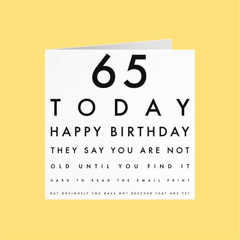 Humorous Joke 65th Birthday Card 65 Today They Say You Are | Etsy UK