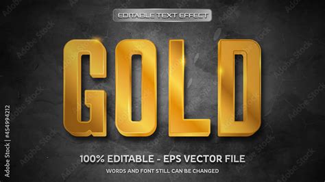 Gold Editable Text Effect Eps Vector File Stock Vector | Adobe Stock