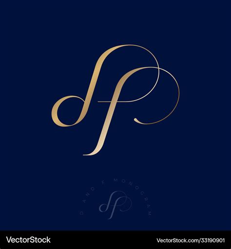 Logo df monogram gold luxury jewelry Royalty Free Vector