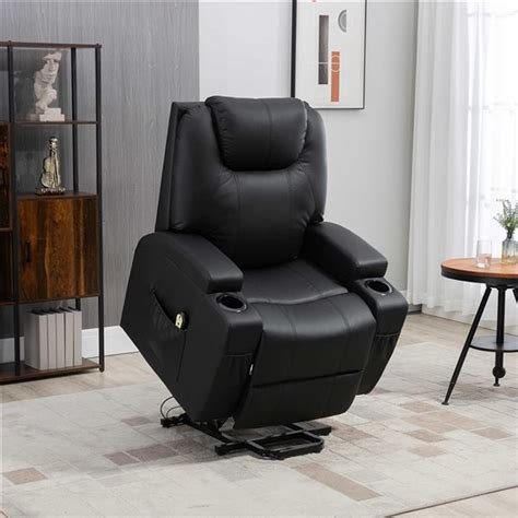 HOMCOM Power Lift Black Leather Recliner Chair with Remote Control 700 ...