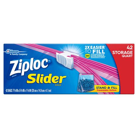 Ziploc Slider Storage Bags, Quart, 42 ct - Walmart.com - Walmart.com