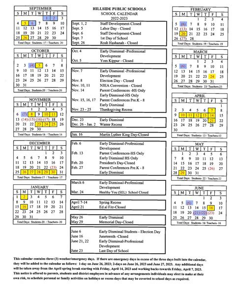 Hillside Public Schools Calendar 2024-2025