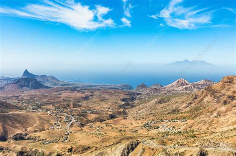 Elevated view of Fogo Island volcano, Cape Verde - Stock Image - F024 ...