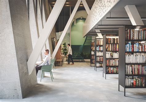 Modern Library Interior design and Architecture on Behance