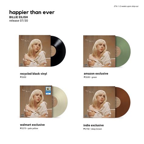 Happier Than Ever Vinyl / Official Billie Eilish Store Happier Than ...