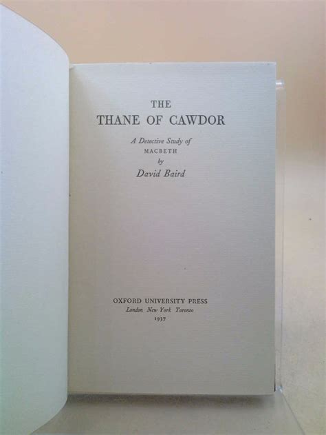 The Thane of Cawdor: A Detective Study of Macbeth by David - Etsy