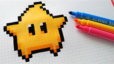 Handmade Pixel Art - How To Draw Kawaii Star from Super Mario #pixelart ...