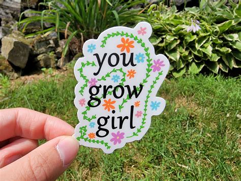 You grow girl vinyl sticker Vinyl sticker Floral sticker | Etsy