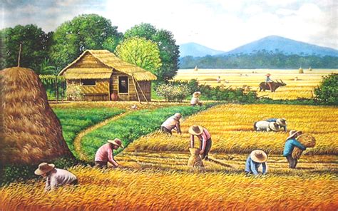 Painting Harvest Scenery in the Philippines. on Pantone Canvas Gallery