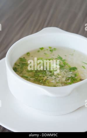 Rice soup with mince pork and vegetable Stock Photo - Alamy