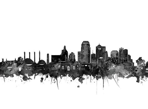 Kansas City Skyline Black And White Digital Art by Bekim M - Fine Art ...