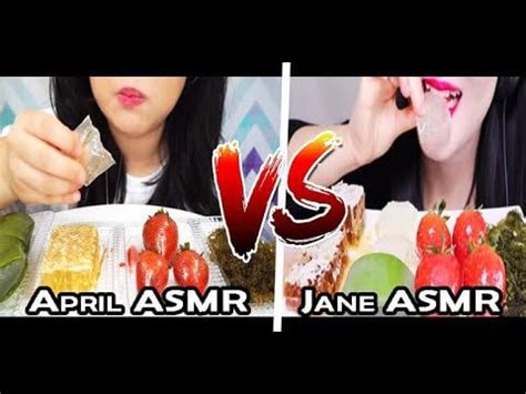 April ASMR VS Jane ASMR ( MOST POPULAR FOOD FOR ASMR, Honeycomb, Aloe ...