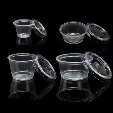 100PCs/Pack Disposable Plastic Bowl Transparent With Lid Food Takeaway ...