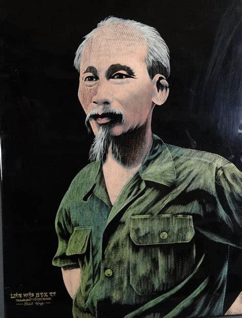 VIETNAM WAR ERA COMMUNIST PROPAGANDA ART HO CHI MINH LACQUER ETCHING ...