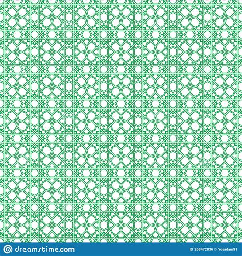 Green Islamic Geometric Pattern on White Background Vector Illustration ...