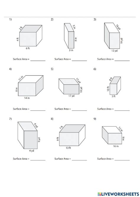 Surface Area Of A Rectangular Prism Worksheet