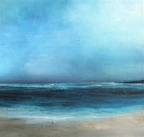 Large Original Sea Level Blue Oil Painting,Large Wall Art Light Blue ...